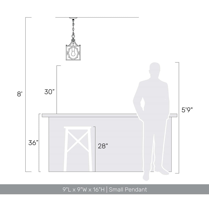 Golden Lighting Laurent 1-Light Pendant | Traditional Antique Ivory Steel Lantern | Kitchen & Foyer | 9 x 9 x 16 in | Model 0885-S AI