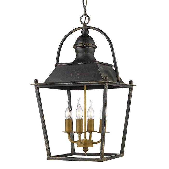 Golden Lighting Christoff 4 Light Pendant, Antique Black Iron