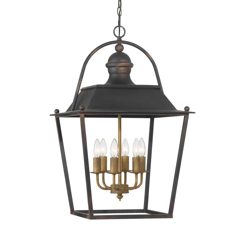Golden Lighting Christoff 18in 6-Light Pendant | Traditional Antique Black Iron | Dining Room & Foyer | 18 x 18 x 28.75 in | Model 0888-6P ABI