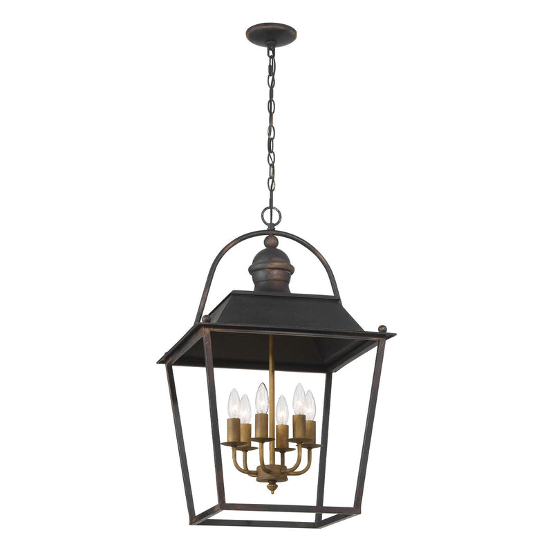 Golden Lighting Christoff 18in 6-Light Pendant | Traditional Antique Black Iron | Dining Room & Foyer | 18 x 18 x 28.75 in | Model 0888-6P ABI