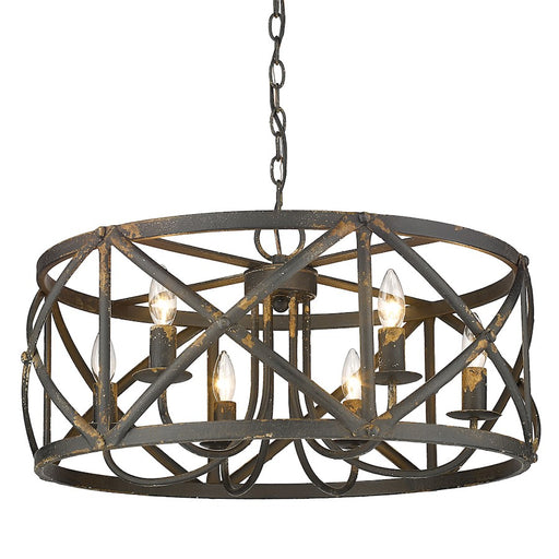 Golden Lighting Alcott 6 Light Chandelier, Antique Black Iron