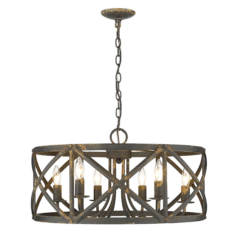 Golden Lighting Alcott 6 Light Chandelier, Antique Black Iron
