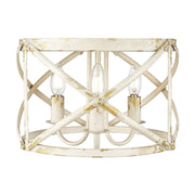 Golden Lighting Alcott 15in 3-Light Flush Mount | Country Farmhouse Antique Ivory Steel | Hallway & Bathroom | 15 x 15 x 9.25 in | Model 0890-FM AI