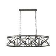 Golden Lighting Alcott 45in 8-Light Island Light | Farmhouse Antique Black Iron | Kitchen Island & Dining Room | Model 0890-LP ABI
