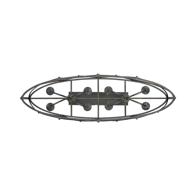 Golden Lighting Alcott 45in 8-Light Island Light | Farmhouse Antique Black Iron | Kitchen Island & Dining Room | Model 0890-LP ABI