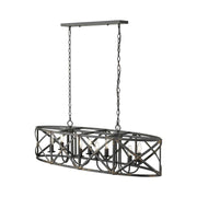 Golden Lighting Alcott 45in 8-Light Island Light | Farmhouse Antique Black Iron | Kitchen Island & Dining Room | Model 0890-LP ABI