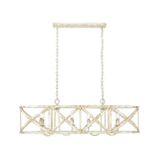 Golden Lighting Alcott 45in 8-Light Island Light | Country Antique Ivory Steel | Kitchen Island & Dining Room | 45 x 14 x 13.63 in | Model 0890-LP AI