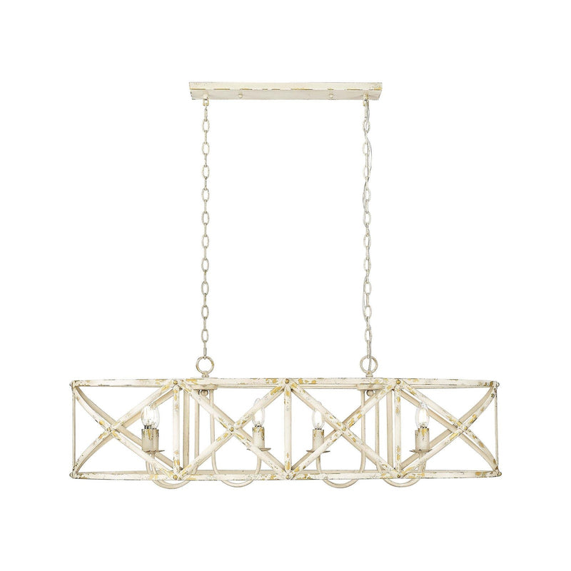 Golden Lighting Alcott 45in 8-Light Island Light | Country Antique Ivory Steel | Kitchen Island & Dining Room | 45 x 14 x 13.63 in | Model 0890-LP AI