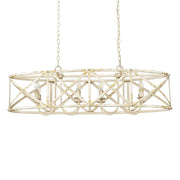 Golden Lighting Alcott 45in 8-Light Island Light | Country Antique Ivory Steel | Kitchen Island & Dining Room | 45 x 14 x 13.63 in | Model 0890-LP AI