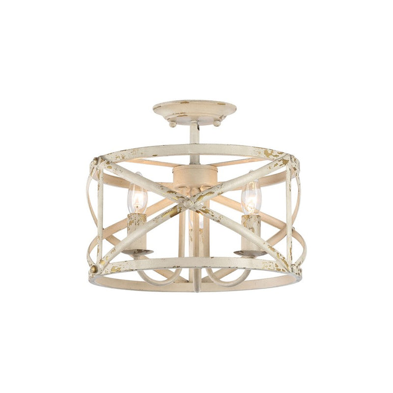 Golden Lighting Alcott 3-Light Semi-Flush, Antique Ivory/No Shade - 0890-SFAI