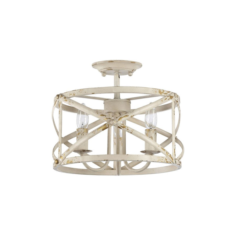 Golden Lighting Alcott 3-Light Semi-Flush, Antique Ivory/No Shade