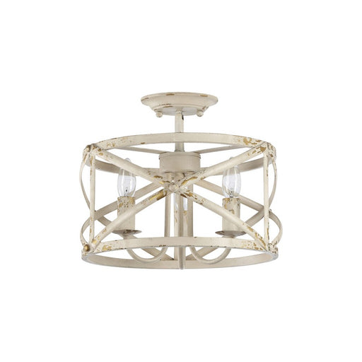 Golden Lighting Alcott 3-Light Semi-Flush, Antique Ivory/No Shade