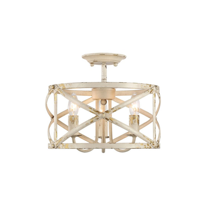 Golden Lighting Alcott 3-Light Semi-Flush, Antique Ivory/No Shade