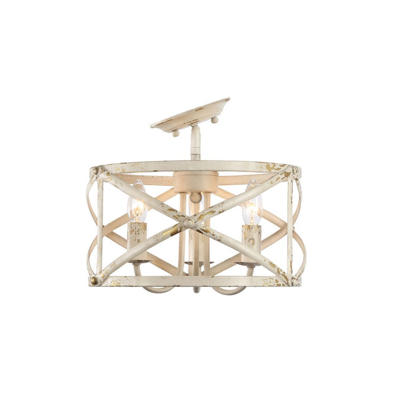 Golden Lighting Alcott 3-Light Semi-Flush, Antique Ivory/No Shade