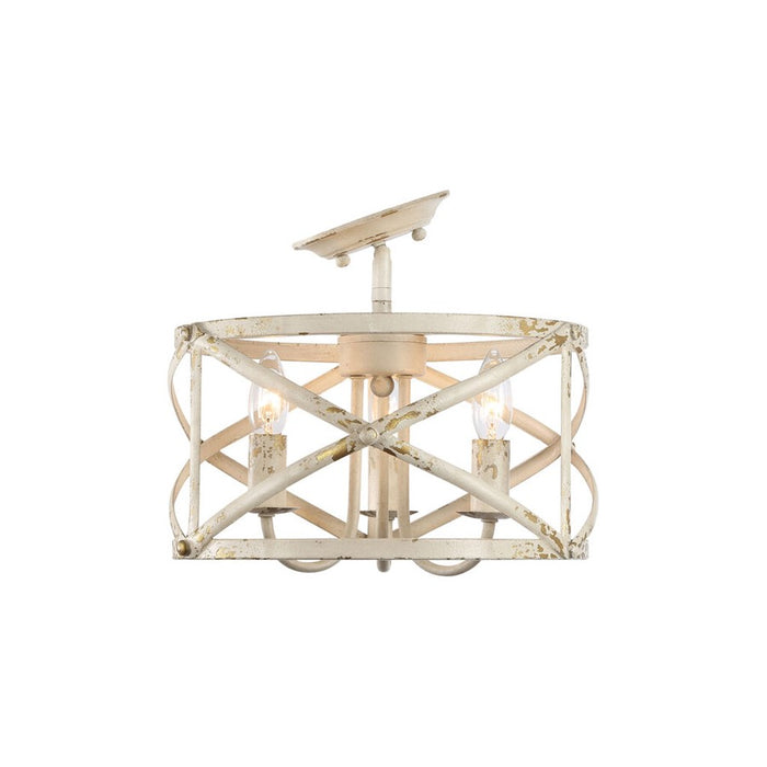 Golden Lighting Alcott 3-Light Semi-Flush, Antique Ivory/No Shade