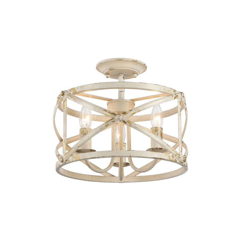 Golden Lighting Alcott 3-Light Semi-Flush, Antique Ivory/No Shade