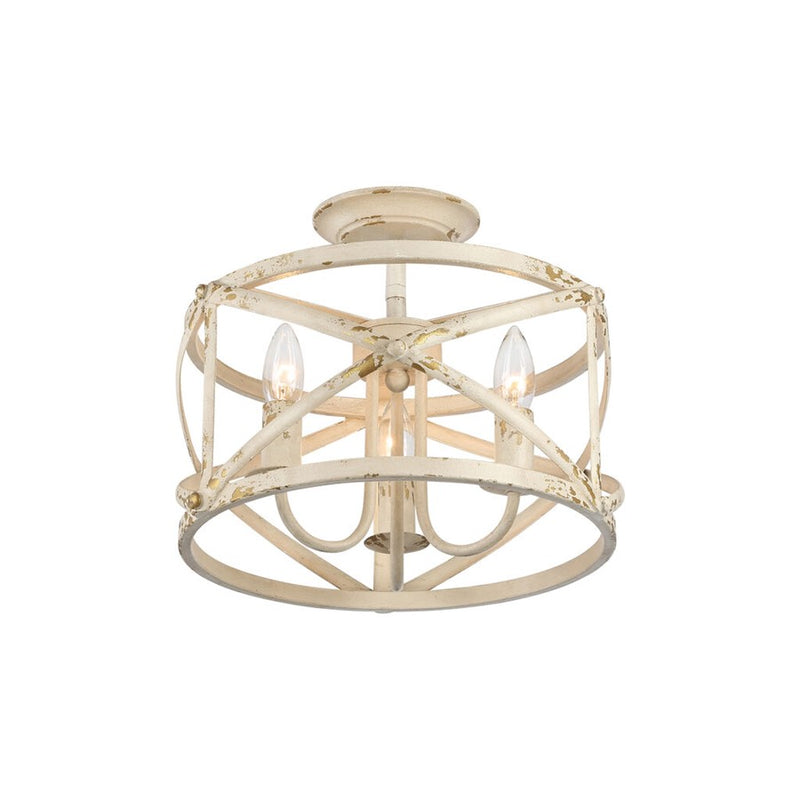 Golden Lighting Alcott 3-Light Semi-Flush, Antique Ivory/No Shade