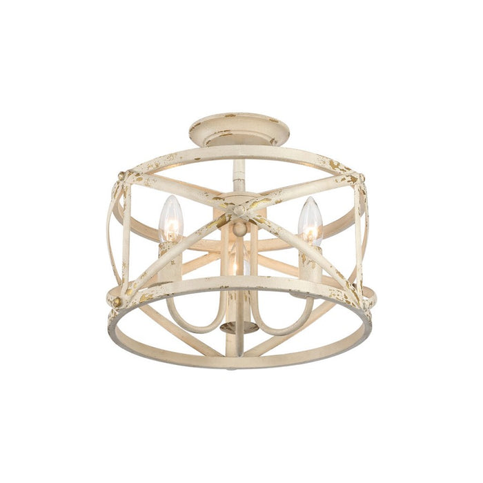 Golden Lighting Alcott 3-Light Semi-Flush, Antique Ivory/No Shade