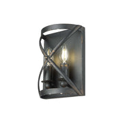 Golden Lighting Alcott 2-Light Wall Sconce | Rustic Antique Black Iron Steel | Hallway & Bathroom | 7.13 x 10 x 4 in, Damp Rated | Model 0890-WSC ABI