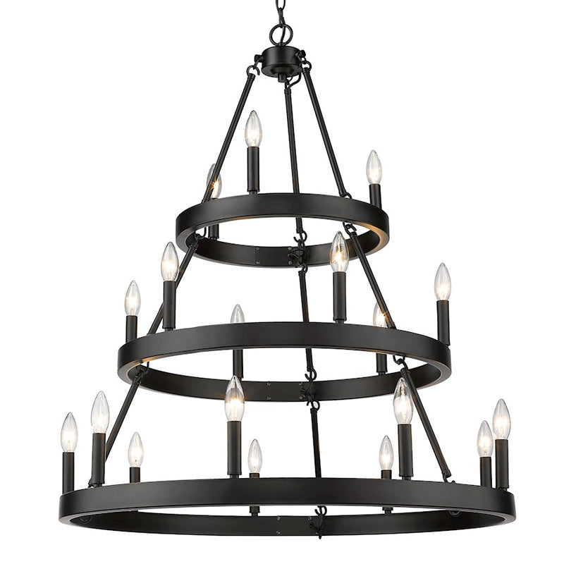 Golden Lighting Alastair 3 Tier Chandelier, Matte Black