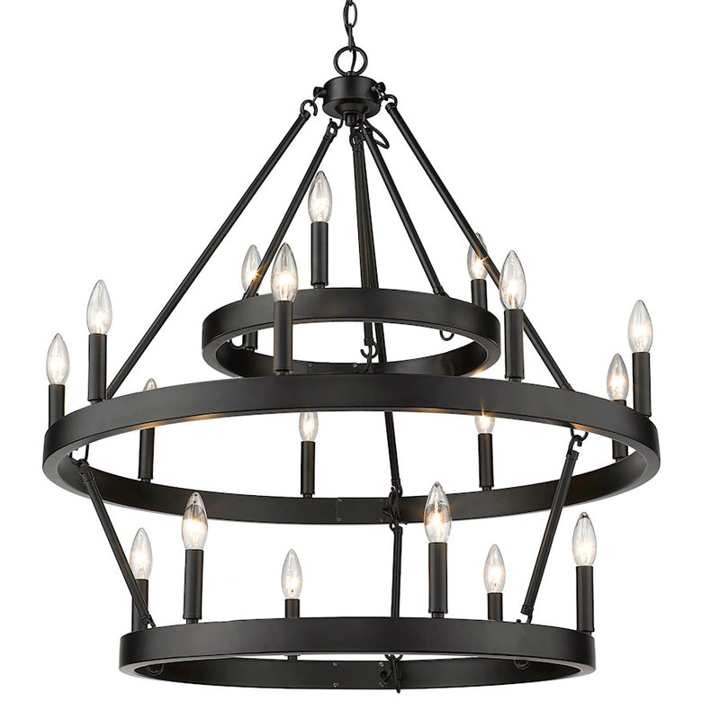 Golden Lighting Alastair 3 Tier Chandelier, Matte Black