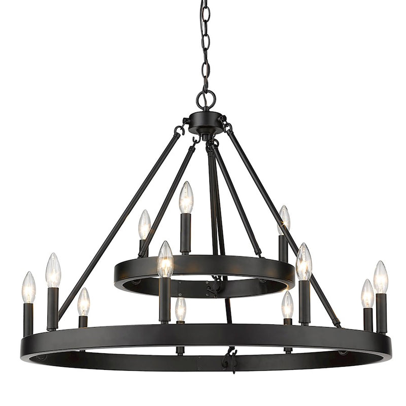 Golden Lighting Alastair 2 Tier Chandelier, Black