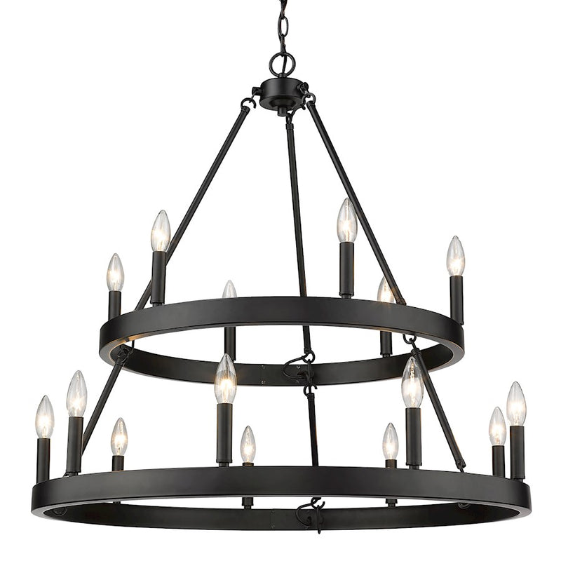 Golden Lighting Alastair 2 Tier Chandelier, Matte Black