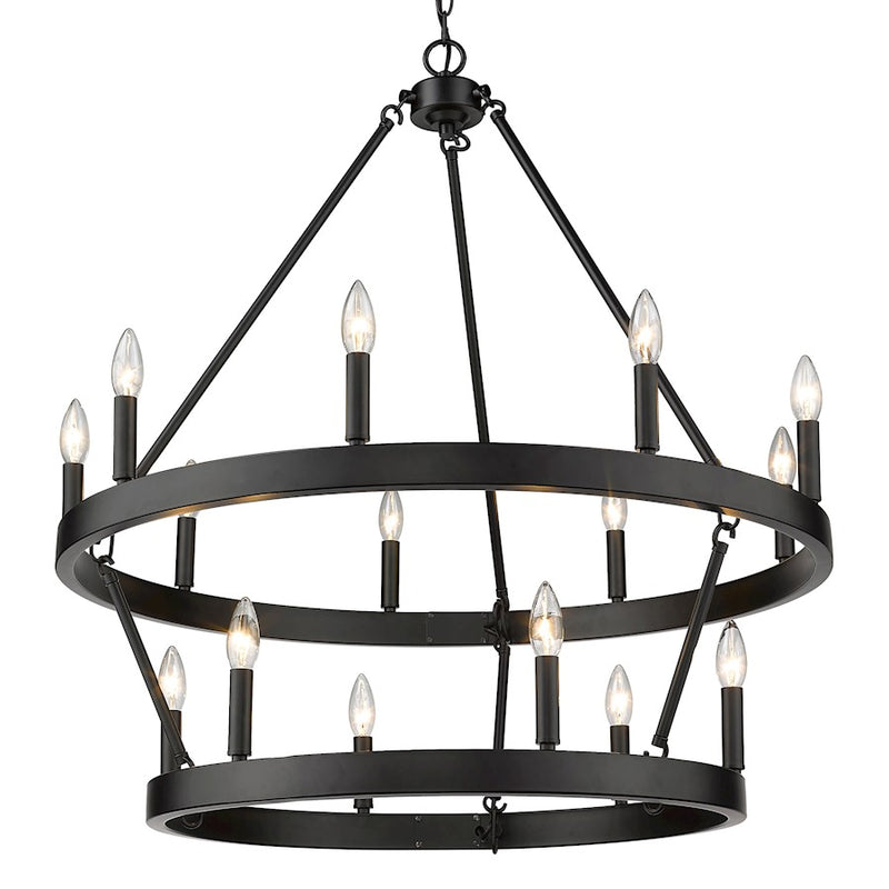 Golden Lighting Alastair 2 Tier Chandelier, Matte Black