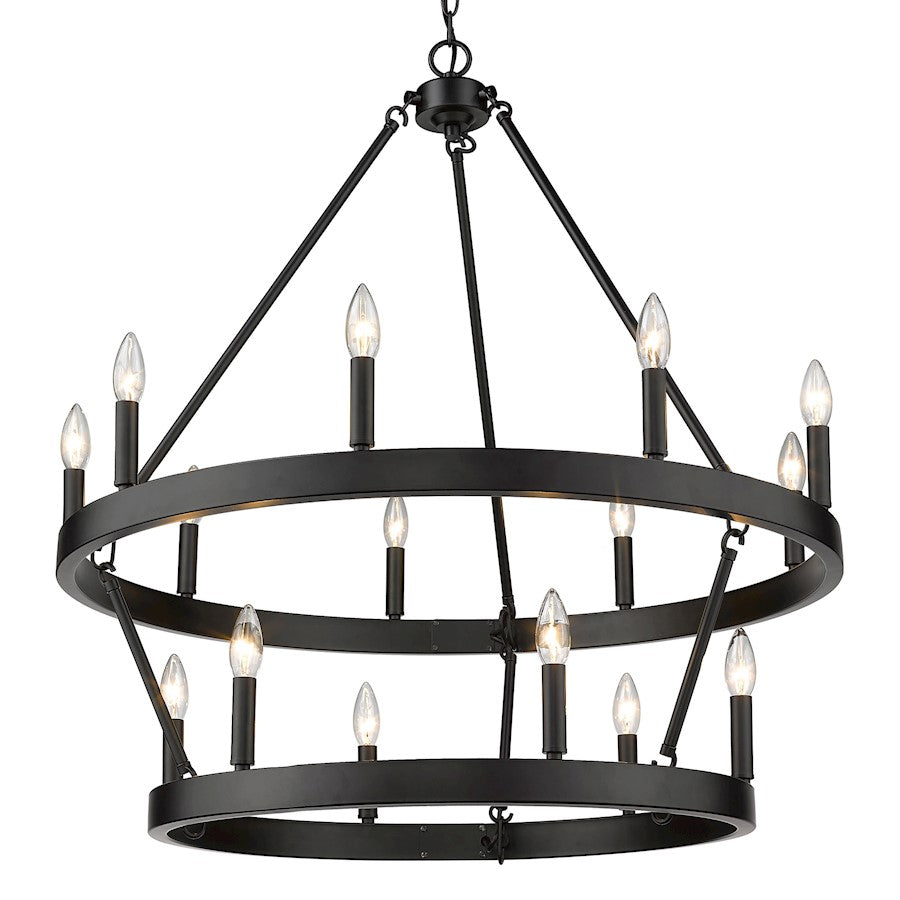 Golden Lighting Alastair 2 Tier Chandelier, Matte Black