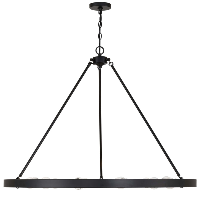Golden Lighting Castile 40in 12-Light Semi-Flush Mount | Transitional Matte Black Wagon Wheel | Entryway & Foyer | Model 1019-12SF BLK
