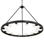 Golden Lighting Castile 40in 12-Light Semi-Flush Mount | Transitional Matte Black Wagon Wheel | Entryway & Foyer | Model 1019-12SF BLK