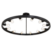 Golden Lighting Castile 40in 12-Light Semi-Flush Mount | Transitional Matte Black Wagon Wheel | Entryway & Foyer | Model 1019-12SF BLK