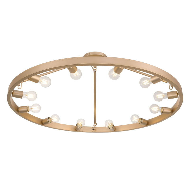Golden Lighting Castile 40in 12-Light Semi-Flush Mount | Transitional French Gold Steel | Entryway & Foyer | 40 x 40 x 14 in | Model 1019-12SF FRG