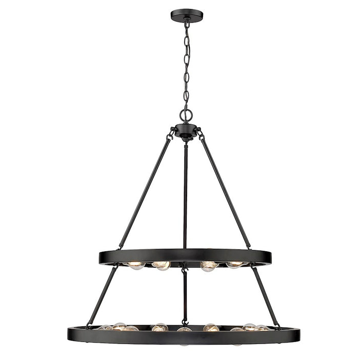 Golden Lighting Castile 15 Light 32" Chandelier, Matte Black