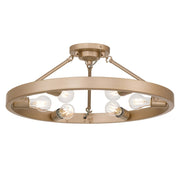 Golden Lighting Castile 24in 6-Light Semi-Flush Mount | Transitional French Gold Steel | Entryway & Bedroom | 24 x 24 x 9.5 in | Model 1019-6SF FRG