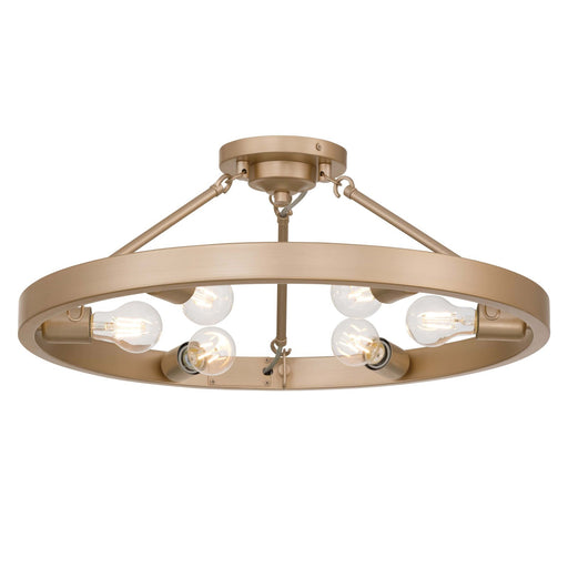 Golden Lighting Castile 24in 6-Light Semi-Flush Mount | Transitional French Gold Steel | Entryway & Bedroom | 24 x 24 x 9.5 in | Model 1019-6SF FRG