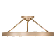 Golden Lighting Castile 24in 6-Light Semi-Flush Mount | Transitional French Gold Steel | Entryway & Bedroom | 24 x 24 x 9.5 in | Model 1019-6SF FRG