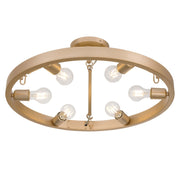 Golden Lighting Castile 24in 6-Light Semi-Flush Mount | Transitional French Gold Steel | Entryway & Bedroom | 24 x 24 x 9.5 in | Model 1019-6SF FRG