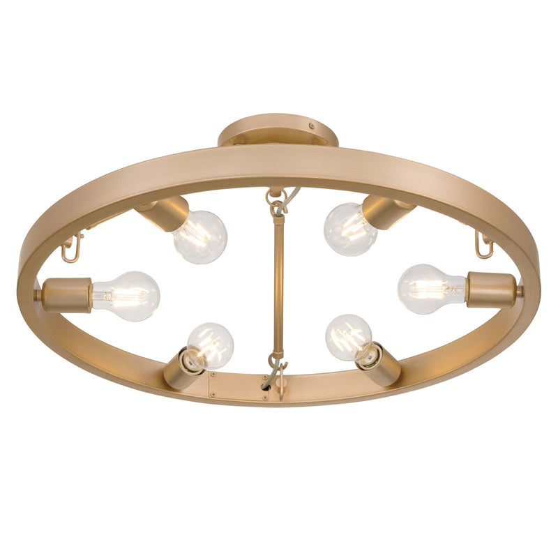 Golden Lighting Castile 24in 6-Light Semi-Flush Mount | Transitional French Gold Steel | Entryway & Bedroom | 24 x 24 x 9.5 in | Model 1019-6SF FRG