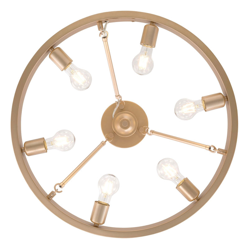 Golden Lighting Castile 24in 6-Light Semi-Flush Mount | Transitional French Gold Steel | Entryway & Bedroom | 24 x 24 x 9.5 in | Model 1019-6SF FRG