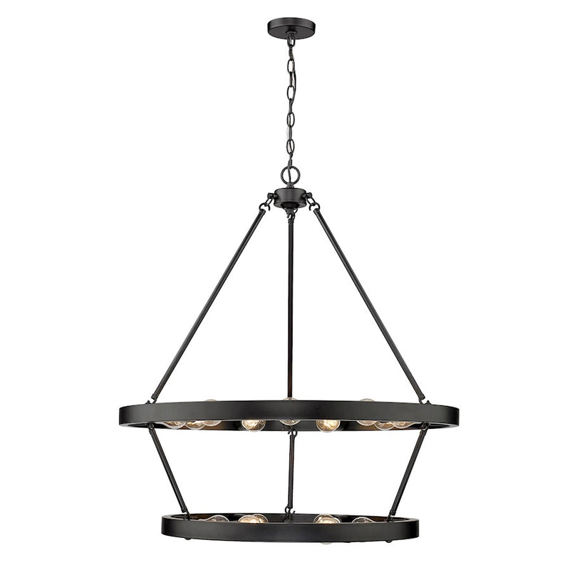 Golden Lighting Castile 15 Light 35" Chandelier, Matte Black