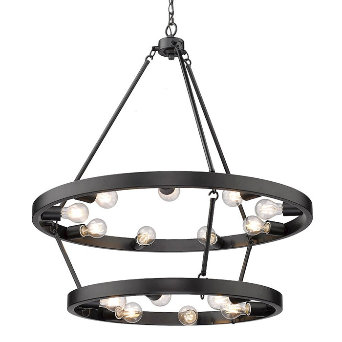 Golden Lighting Castile 15 Light 35" Chandelier, Matte Black
