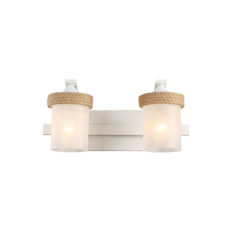 Golden Chatham 2-Lt Vanity, White/Clear Sandblasted Glass