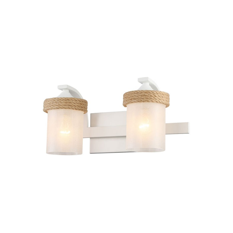 Golden Chatham 2-Lt Vanity, White/Clear Sandblasted Glass