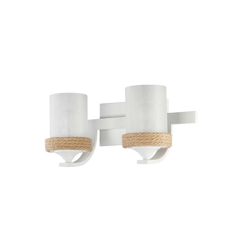 Golden Chatham 2-Lt Vanity, White/Clear Sandblasted Glass