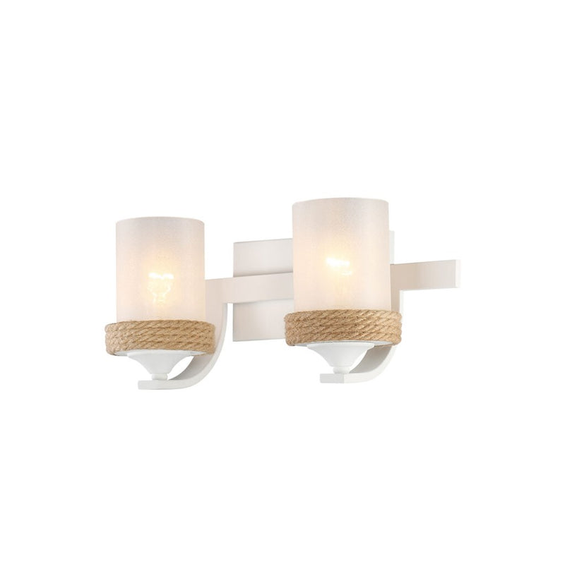 Golden Chatham 2-Lt Vanity, White/Clear Sandblasted Glass