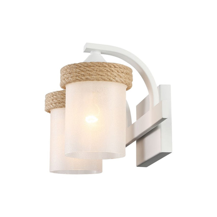 Golden Chatham 2-Lt Vanity, White/Clear Sandblasted Glass