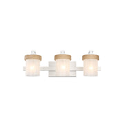 Golden Chatham 3-Light Vanity, White/Clear Sandblasted Glass - 1048-BA3NWT-CS