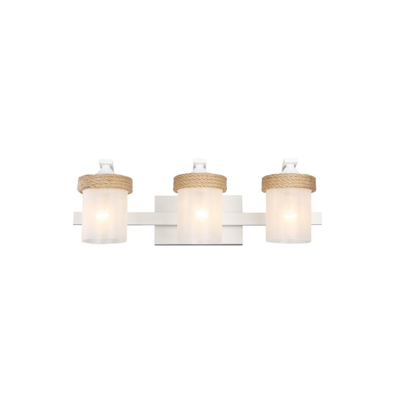 Golden Chatham 3-Light Vanity, White/Clear Sandblasted Glass