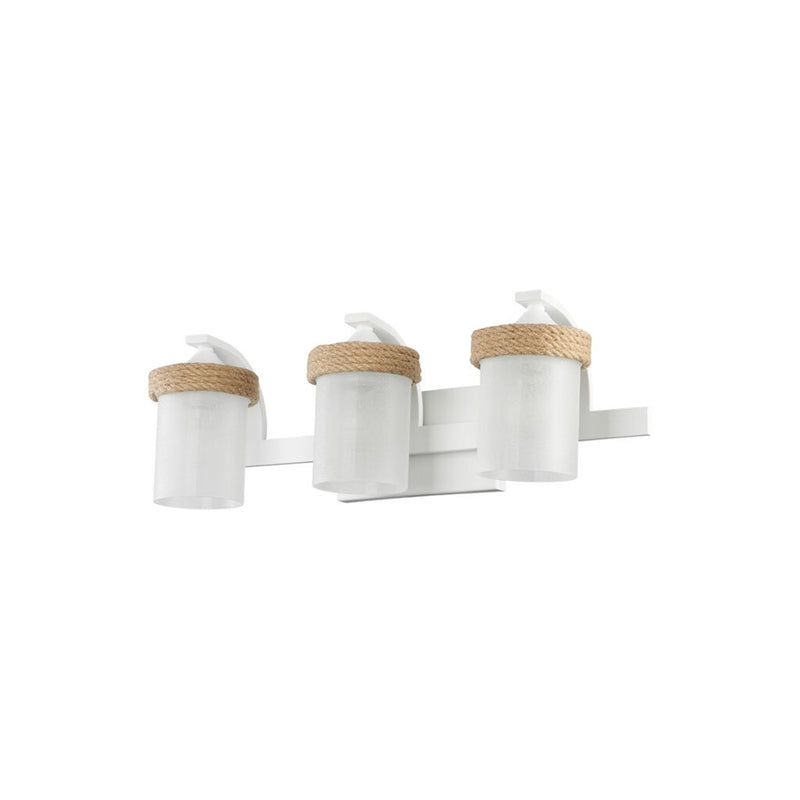 Golden Chatham 3-Light Vanity, White/Clear Sandblasted Glass